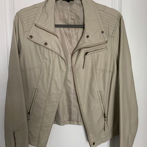 Moto jacket, khaki faux leather